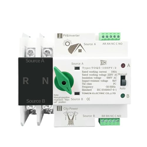 Single Phase Rail ATS inverter Dual Powe Transfer Selector Switches Uninterrupted 2P 63A 100A 125A(100A) von UDAMX