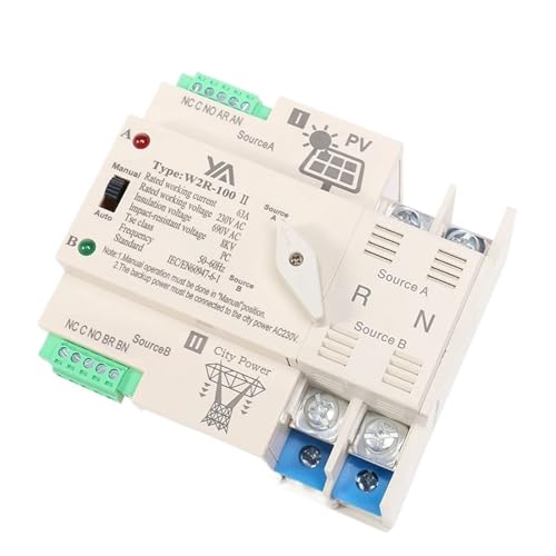 Solar Power Automatic Transfer Switch Din Rail 2P 3P 4P 63A 100A AC220V ATS PV System Power to City Power W2R(PV 220V,4P 63A) von UDAMX