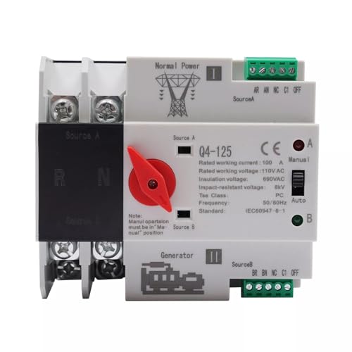 Transfer Switch Dual Power – 2P 100A, 110V Grid to AC Generator, PC Level Transfer Switch Dual Power – 2P 100A, 110V Grid to AC Generator, PC Level von UDAMX