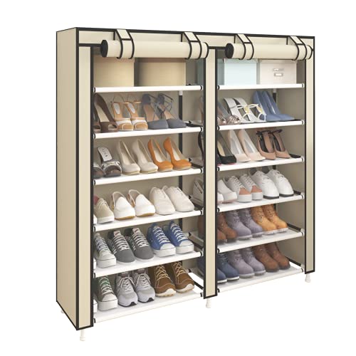 UDEAR 7 Schicht Staubdichtes Schuhablage Schuhregal Schuhschrank für ca. 36 Paar Schuhe Beige von UDEAR