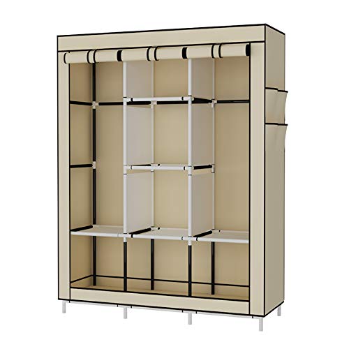 UDEAR Einfach Kleiderschrank aus Stoff Faltschrank Stoffschrank Bedroom Wardrobes Beige von UDEAR