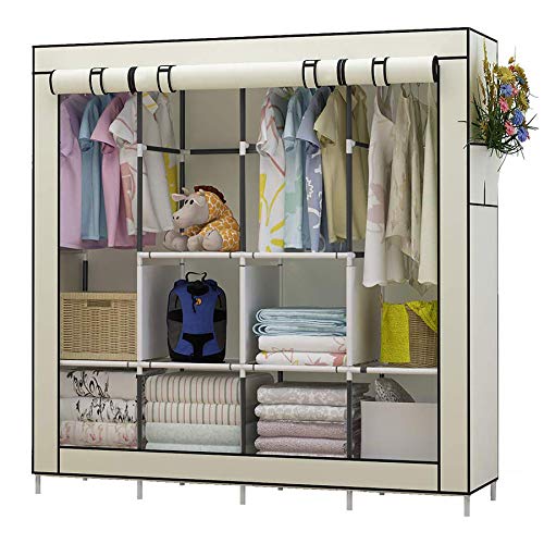 UDEAR Kleiderschrank Einfach aus Stoff Faltschrank Stoffschrank Furniture Bedroom Wardrobes Beige von UDEAR