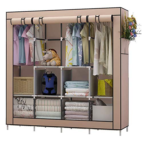 UDEAR Kleiderschrank Einfach aus Stoff Faltschrank Stoffschrank Furniture Bedroom Wardrobes Braun von UDEAR