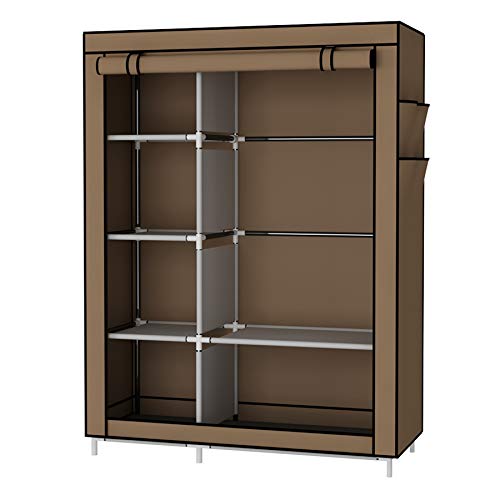 UDEAR Kleiderschrank Faltschrank Wäscheschrank Schrank Kleidung Speicherorganisator Canvas 105 * 45 * 170 cm Braun von UDEAR