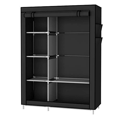 UDEAR Kleiderschrank Faltschrank Wäscheschrank Schrank Kleidung Speicherorganisator Canvas 105 * 45 * 170 cm Schwarz von UDEAR