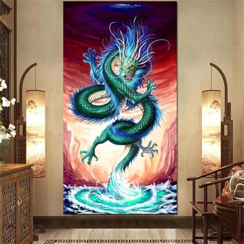 Diamond Painting Fantasy-Drache ,5D Diamond Painting Groß 40x80cm, Diamant Painting Bilder Erwachsene/Kinder Malen nach Zahlen DIY Diamant malerei Voll Round bohrer Set, daiment Painting, Deko, Gifts von UDERUI