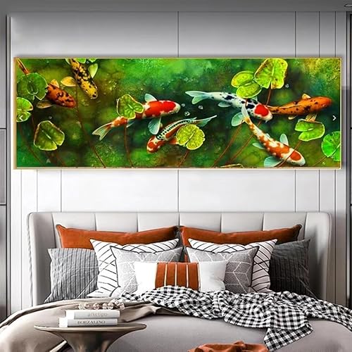 Diamond Painting Teich-Koi-Karpfen,5D Diamond Painting Groß 80x200cm, Diamant Painting Bilder Erwachsene Malen nach Zahlen DIY Diamant malerei Voll Square bohrer Set, daiment Painting, Deko, Gifts von UDERUI