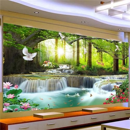 Diamond Painting Waldwasserfall ,5D Diamond Painting Groß 40x100cm, Diamant Painting Bilder Erwachsene/Kinder Malen nach Zahlen DIY Diamant malerei Voll Round bohrer Set, daiment Painting, Deko, Gifts von UDERUI