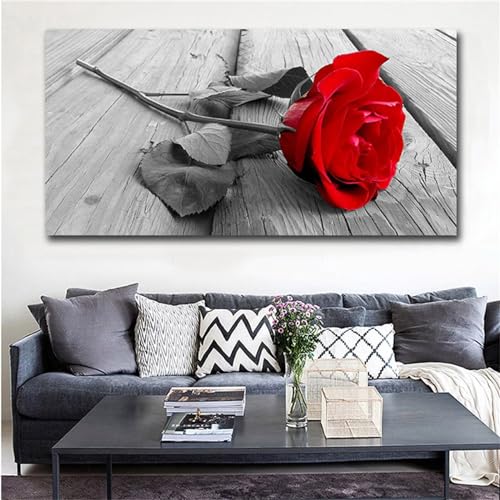 Diamond Painting rote Rose Diamant Painting Bilder Erwachsene Groß Diamant malerei Set Full Round Kristall Strass Stickerei Kreuzstich Diamond Art Kunst Deko Wohnzimmer Schlafzimmer Wand 30x60cm von UDERUI