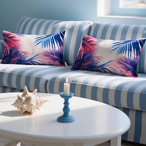 Outdoor Kissen Wetterfest Anlage Rechteck Kissenbezug 40x80cm 2er set Samt Dekorativ Pillowcase Blatt Doppelseitiger Druck Sofakissen Zierkissen für Garten Patio Frühling Fall Deko Lendenkissen LY-171 von UDERUI