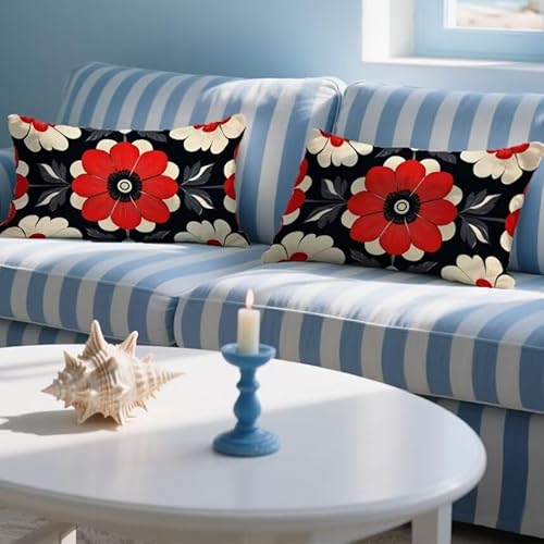Outdoor Kissen Wetterfest Modern Rechteck Kissenbezug 60x90cm 2er set Samt Dekorativ Pillowcase Blume Doppelseitiger Druck Sofakissen Zierkissen für Garten Patio Frühling Fall Deko Lendenkissen LY-183 von UDERUI