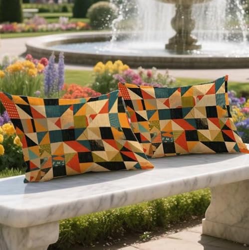 Outdoor Kissen Wetterfest Verbrannte Stadt Rechteck Kissenbezug 40x70cm 2er set Samt Dekorativ Pillowcase Geometrie Doppelseitiger Druck Sofakissen Zierkissen für Garten Fall Deko Lendenkissen LY-177 von UDERUI