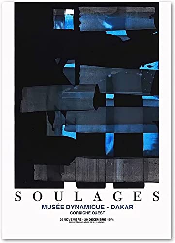 UDERUI Abstrakt Pierre Soulages Poster Ausstellung Wandkunst Pierre Soulages Drucke Pierre Soulages Leinwandgemälde Home Wanddekoration Bild 30x40cm Ohne Rahmen von UDERUI