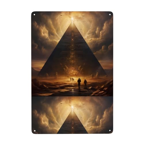 UDFKGLP Dekoratives Gemälde aus Blech, Pyramide unter dem Himmel, 20,3 x 30,5 cm, aus Weißblech, verschleißfest und langlebig von UDFKGLP