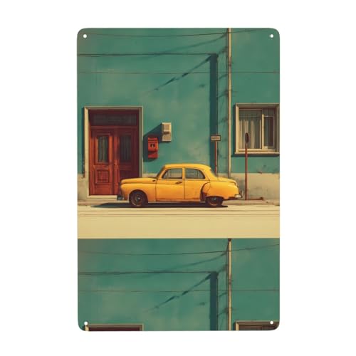 UDFKGLP Dekoratives Gemälde aus Blech, Retro-Straßenmuster, 20,3 x 30,5 cm, aus Weißblech, verschleißfest und langlebig von UDFKGLP
