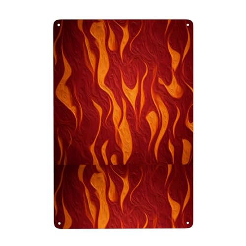 UDFKGLP Dekoratives Gemälde aus Blech mit Flammenstruktur, 20,3 x 30,5 cm, aus Weißblech, verschleißfest und langlebig von UDFKGLP