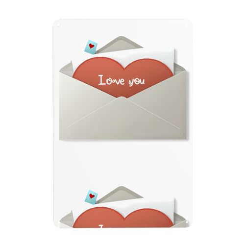 UDFKGLP Dekoratives Gemälde mit Aufschrift "I love you on the envelope", 20,3 x 30,5 cm, aus Weißblech, verschleißfest und langlebig von UDFKGLP