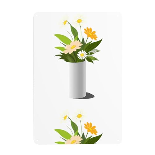 UDFKGLP Dekoratives Gemälde mit Blumen in einem Zylinder, 20,3 x 30,5 cm, aus Weißblech, verschleißfest und langlebig von UDFKGLP