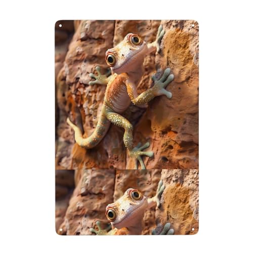 UDFKGLP Dekoratives Gemälde mit Gecko-Klettermuster, 20,3 x 30,5 cm, aus Weißblech, verschleißfest und langlebig von UDFKGLP