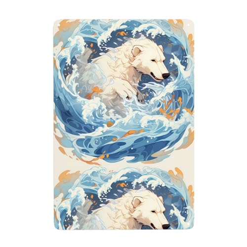 UDFKGLP Dekoratives Gemälde mit schwimmendem Eisbär-Muster, 20,3 x 30,5 cm, aus Weißblech, verschleißfest und langlebig von UDFKGLP