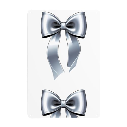 UDFKGLP Dekoratives Gemälde mit silberfarbener Schleife, 20,3 x 30,5 cm, aus Weißblech, verschleißfest und langlebig von UDFKGLP