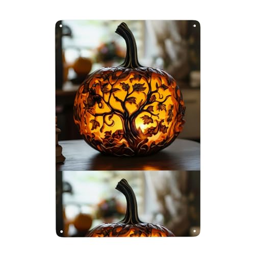 UDFKGLP Kürbis-Schnitzlampe, Muster, Zinn, dekorative Malerei, 20,3 x 30,5 cm, aus Weißblech, verschleißfest und langlebig UDFKGLP Kürbis-Schnitzlampe, Muster, Zinn, dekorative Malerei, 20,3 x 30,5 cm, aus Weißblech, verschleißfest und langlebig von UDFKGLP