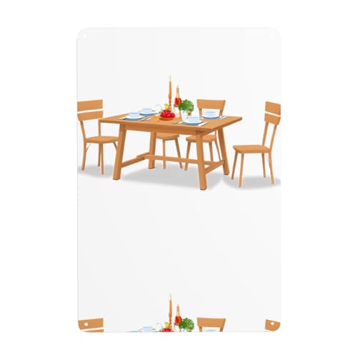 UDFKGLP Ordentlicher Esstisch, Muster, Zinn, dekoratives Gemälde, 20,3 x 30,5 cm, aus Weißblech, verschleißfest und langlebig von UDFKGLP