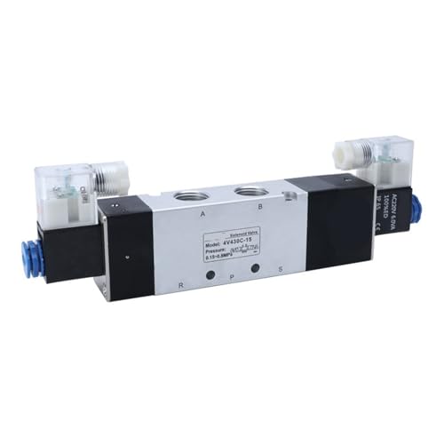 4V430C-15 Doppelkopf, Doppelsteuerung, 5 Wege, 3 Positionen, pneumatisches Richtungsmagnetventil(With 10mm Fittings,DC12V) von UDHBJEBQ