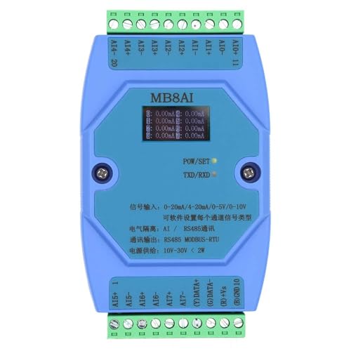 8AI 8-Kanal 4-20mA 0-5V 0-10V 0-20mA Analog Eingang Erwerb Modul MODBUS RTU RS485 Mit OLED Bildschirm(0-5V) von UDHBJEBQ