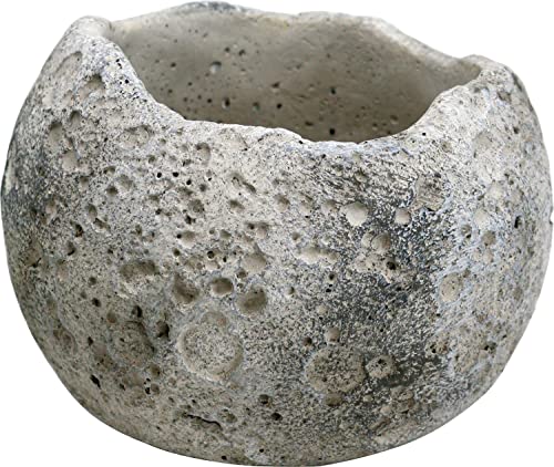 UDIG Pflanztopf Luna, rund, Zement, grau, 15 cm, Blumentopf Pflanztopf Kugeltopf Shabby rustikal Mond-Struktur von UDIG