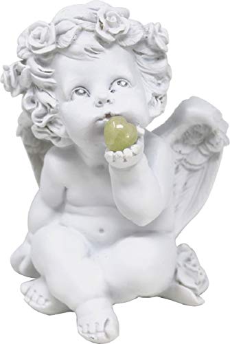 UDIG Süße Engel Figur mit Edelsteinherz China Jade Dekofigur Schutzengel mit Edelstein Dekoengel mit Stein, Deko 16 cm (China Jade) von UDIG
