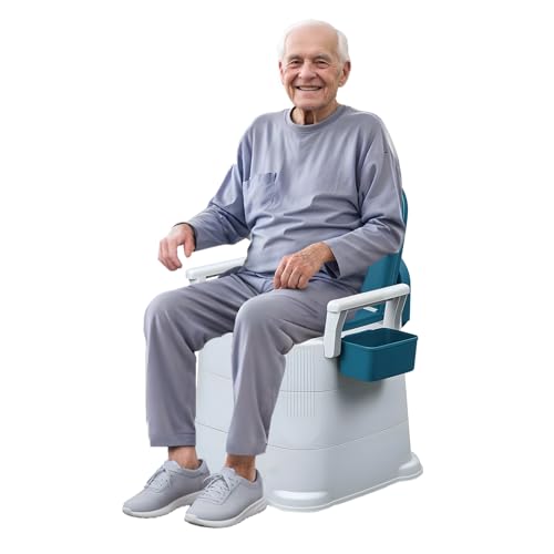 Bettkommode, tragbare Toilette für Erwachsene, Toilettensitz mit abnehmbarer Armlehne, mobile tragbare Toilette, Toilettenstuhl für ältere und behinderte Menschen von UDIYO