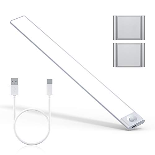 LED Unterbauleuchte, Ultra Dünn LED Schrankleuchte mit Bewegungsmelder, USB Wiederaufladbar Küchenleuchte Schranklicht Dimmbar, Auto/ON/OFF Nachtlicht für Kinderzimmer Küche Kleiderschran （40cm） von UDIYO