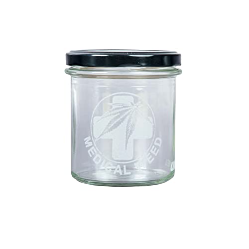 UDOPEA STASH - Luftdichte Aufbewahrung für Kräuter u. Gewürze - Glas Behälter mit Deckel, 350ml, ca. 9,7 x 8,2cm (Motiv Medical 2) von UDOPEA