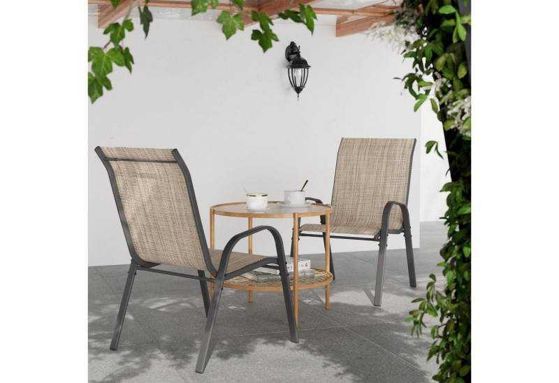UDPATIO Esszimmerstuhl Stapelbare Hochlehner Gartenstühle 2er/4er/6er Set-Grau/Schwarz/Braun (2 St), Braun von UDPATIO