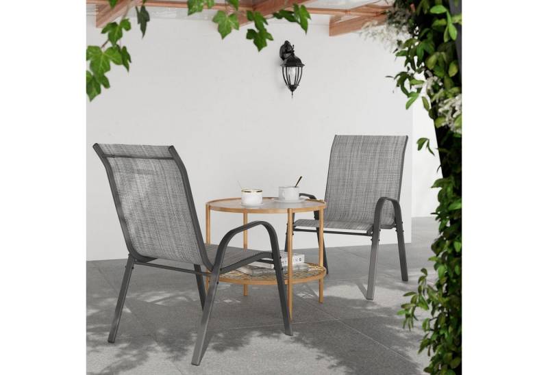 UDPATIO Esszimmerstuhl Stapelbare Hochlehner Gartenstühle 2er/4er/6er Set-Grau/Schwarz/Braun (2 St), Grau von UDPATIO