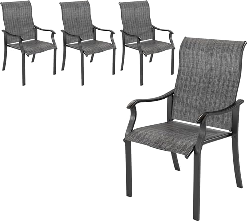 UDPATIO Gartenstühle 4er Set, Hochlehner Gartenstuhl Metall, Textilene Balkonstuhl, Terrassenstuhl 160kg Belastbar, Gartensessel wetterfest für Garten, Balkon, Grau UDPATIO Gartenstühle 4er Set, Hochlehner Gartenstuhl Metall, Textilene Balkonstuhl, Terrassenstuhl 160kg Belastbar, Gartensessel wetterfest für Garten, Balkon, Grau von UDPATIO