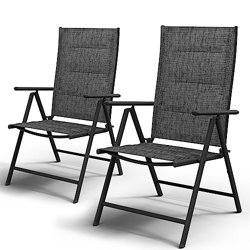 UDPATIO Gartenstühle Hochlehner 2er Set, Klappstuhl 7 - Fach Verstellbar Rückenlehne, bis 120 kg belastbar, Balkonstühle wetterfest für Outdoor, Garten, Balkon, Dunkelgrau UDPATIO Gartenstühle Hochlehner 2er Set, Klappstuhl 7 - Fach Verstellbar Rückenlehne, bis 120 kg belastbar, Balkonstühle wetterfest für Outdoor, Garten, Balkon, Dunkelgrau von UDPATIO