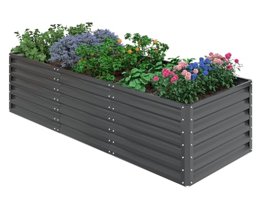 UDPATIO Hochbeet aus Metall,240x60x90 cm,Zink-Aluminium Freistehendes Hochbeete für Garten und Balkon, 1296 L Pflanzkasten für Garten, zum Anbau von Gemüse, Blumen und Obst, Grauschwarz von UDPATIO