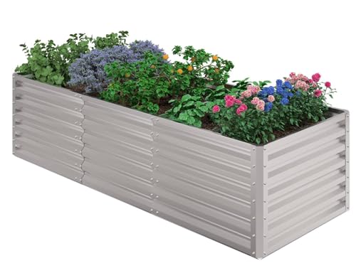 UDPATIO Hochbeet aus Metall,240x60x90 cm,Zink-Aluminium Freistehendes Hochbeete für Garten und Balkon, 1296 L Pflanzkasten für Garten, zum Anbau von Gemüse, Blumen und Obst, Silber von UDPATIO