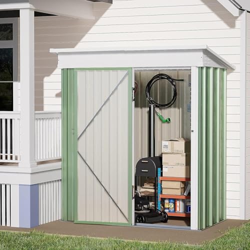 UDPATIO Metall Gartenhaus mit 1.5 m², Pultdach - 162 x 92 x 180 cm für den Außenbereich, Geräteschuppen, Fahrradgarage, Verzinkter Stahl mit Abschließbarer Tür für Hinterhof,Grüner von UDPATIO