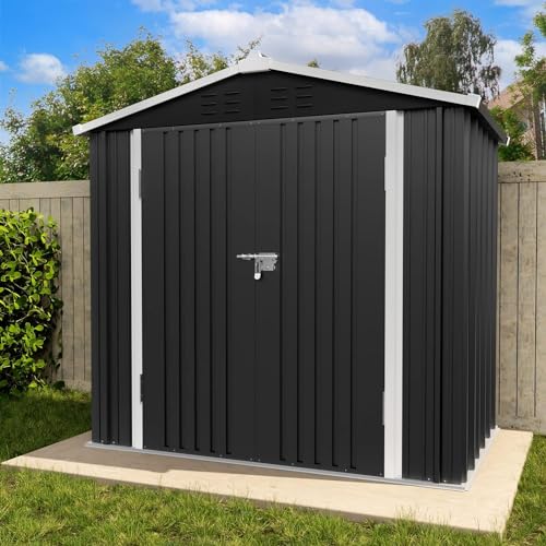 UDPATIO Metall Gartenhaus mit 3.6 m³ - 185 x 132 x 192 cm für den Außenbereich, Geräteschuppen, Fahrradgarage, Verzinkter Stahl mit Abschließbarer Tür für Hinterhof,Dunkelgrau UDPATIO Metall Gartenhaus mit 3.6 m³ - 185 x 132 x 192 cm für den Außenbereich, Geräteschuppen, Fahrradgarage, Verzinkter Stahl mit Abschließbarer Tür für Hinterhof,Dunkelgrau von UDPATIO