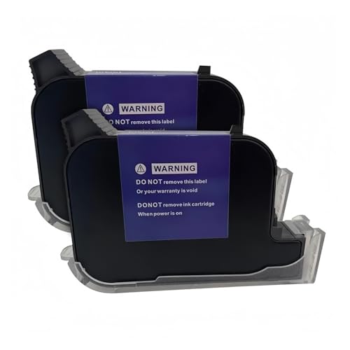UDXZAIJQ 5S B-Level Schnelltrocknende Permanent-Tintenpatrone mit Lösungsmittel, kompatibel mit JS12/JS10/2588/2580 for 12,7-mm-Hand-Tintenstrahldrucker(2 Black) von UDXZAIJQ
