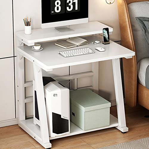 UDaca Computertisch mit Monitorständer und Ablageflächen, 30 Zoll, Kleiner Computertisch, Home-Office-Schreibtisch, Arbeitstisch für kleine Räume, Weiß von UDaca