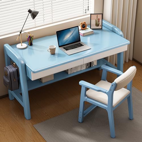 UDaca Kinderschreibtisch mit Schubladen und Bücherregal, moderner Schreibtisch für Zuhause, Büro, Schreibtisch, Schreibtisch, Computer-Arbeitsplatz aus Holz (47 Zoll, blau) von UDaca