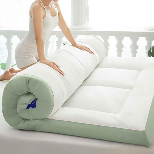 UE-MAOLU Japanese Floor Mattress, Futon Mattress, Extra Thick Foldable Sleeping Mat, Roll-up Tatami Mat, Breathable, Fluffy, Soft, Floor Lounger Guest Bed Twin Full Queen A,90x190cm(35 * 75in) von UE-MAOLU