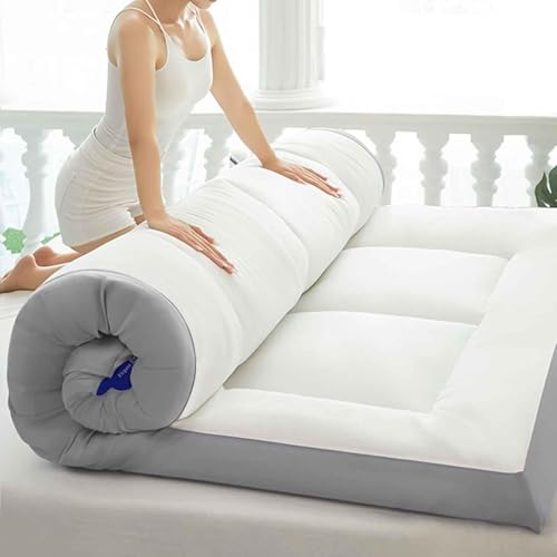 UE-MAOLU Japanese Floor Mattress, Futon Mattress, Extra Thick Foldable Sleeping Mat, Roll-up Tatami Mat, Breathable, Fluffy, Soft, Floor Lounger Guest Bed Twin Full Queen B,90x190cm(35 * 75in) von UE-MAOLU