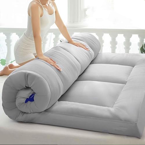 UE-MAOLU Japanese Floor Mattress, Futon Mattress, Extra Thick Foldable Sleeping Mat, Roll-up Tatami Mat, Breathable, Fluffy, Soft, Floor Lounger Guest Bed Twin Full Queen C,90x190cm(35 * 75in) von UE-MAOLU