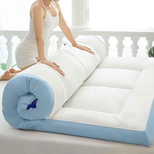 UE-MAOLU Japanese Floor Mattress, Futon Mattress, Extra Thick Foldable Sleeping Mat, Roll-up Tatami Mat, Breathable, Fluffy, Soft, Floor Lounger Guest Bed Twin Full Queen D,150x190cm(59 * 75in) von UE-MAOLU
