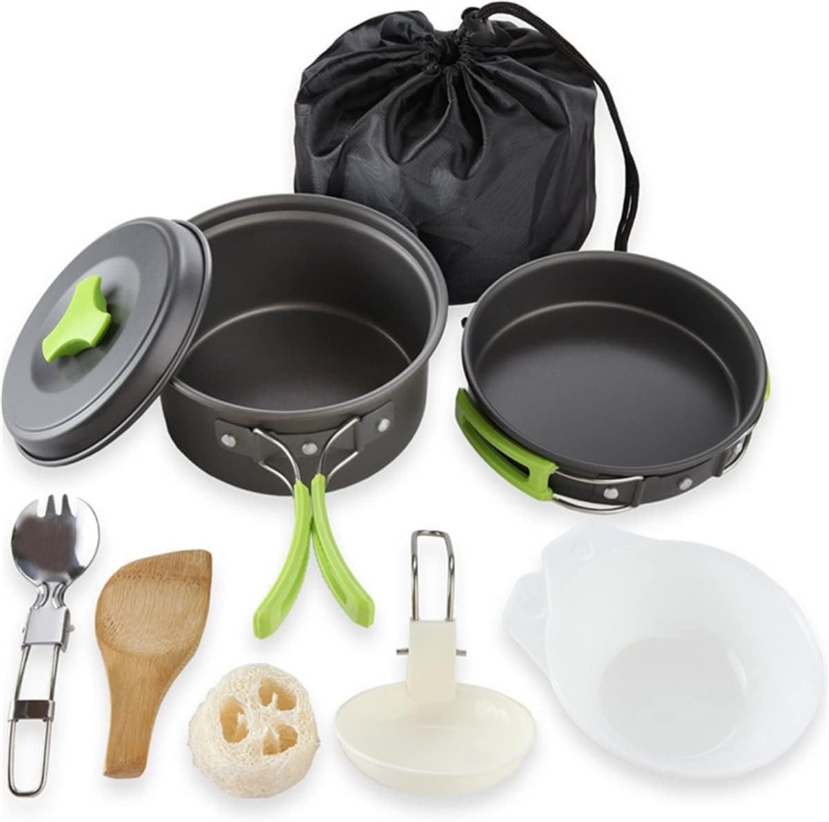 UE Stock Campinglöffel 9-teiliges faltbares Camping Kochgeschirr Set Campingzubehör (9 Stück), All-in-One-Kochset von UE Stock